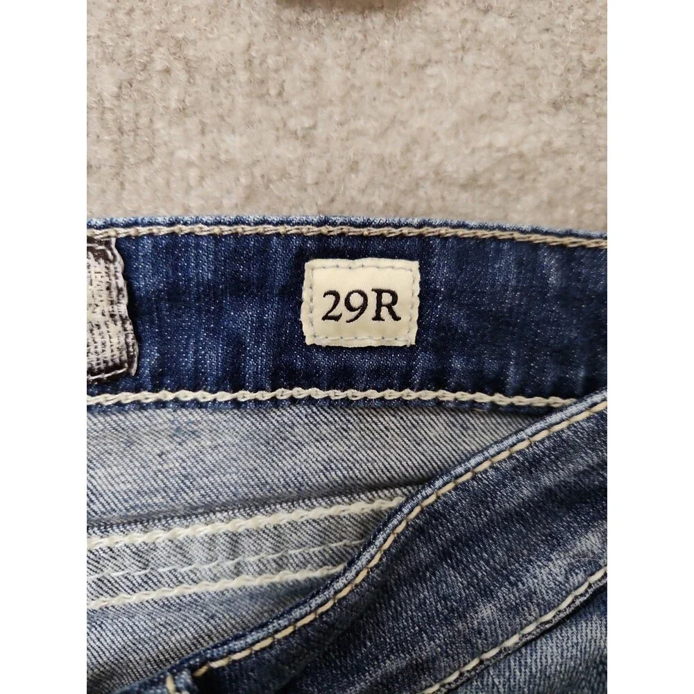 BKE Stella Straight Jeans Womens 29 Blue Medium Wash Low Rise Stretch